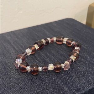 Elegant Glass and Crystal Purple Bracelet